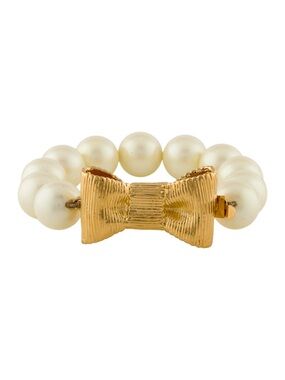Kate Spade "All Wrapped Up" Pearl & Gold Bow Bracelet